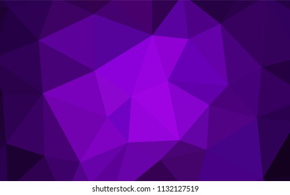 Dark Purple vector abstract polygonal template. Shining polygonal illustration, which consist of triangles. Polygonal design for your web site.