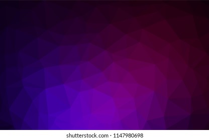 Dark Purple vector abstract polygonal cover. Triangular geometric sample with gradient.  The best triangular design for your business.