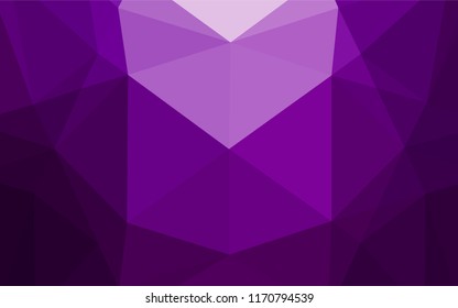 Dark Purple vector abstract polygonal cover. Glitter abstract illustration with an elegant design. Triangular pattern for your business design.