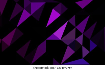 Dark Purple vector abstract polygonal layout. Triangular geometric sample with gradient.  Elegant pattern for a brand book.