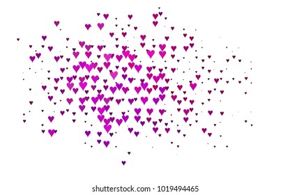 Dark Purple vector abstract small hearts on white background. Template for valentine day with sweet, romantic concept. Amazing pattern for your design, banner, leaflet.