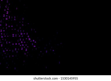 Dark Purple vector backdrop with algebra elements. Shining colorful illustration with isolated Digit signs. Pattern for ads, booklets, leaflets of education.