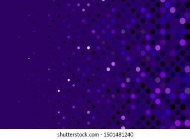 Dark Purple vector backdrop with dots. Beautiful colored illustration with blurred circles in nature style. Pattern of water, rain drops.
