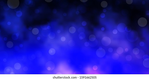 Dark Purple vector backdrop with dots. Illustration with set of shining colorful abstract spheres. Design for posters, banners.