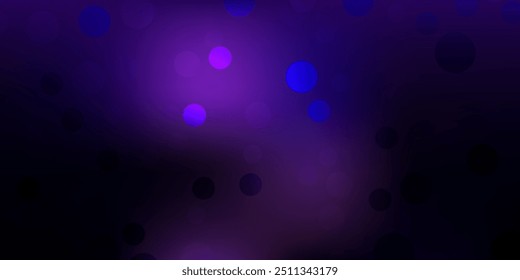 Dark purple vector backdrop with dots. Abstract decorative design in gradient style with bubbles. Pattern for business ads.