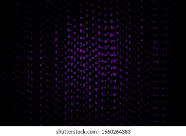 Dark Purple vector backdrop with english symbols. Modern geometrical illustration with ABC english symbols. Best design for a college poster, banner.