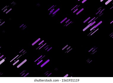 Dark Purple vector backdrop with long lines. Shining colored illustration with narrow lines. Pattern for websites, landing pages.