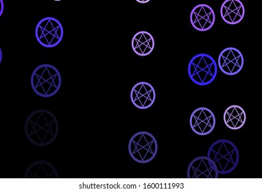 Dark Purple vector backdrop with mystery symbols. Retro design in abstract style with witchcraft forms. Best design halloween events.