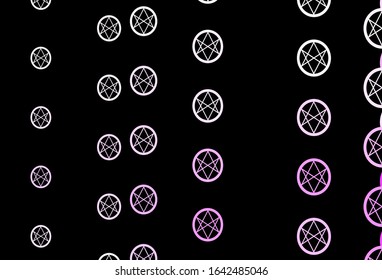 Dark Purple vector backdrop with mystery symbols. Abstract illustration with gothic gradient shapes. Simple design for occult depiction.