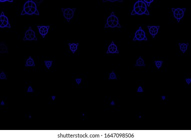 Fondo vector oscuro púrpura con símbolos misteriosos. Coloridos símbolos místicos con un degradado de estilo antiguo. Mejor diseño de eventos de halloween.