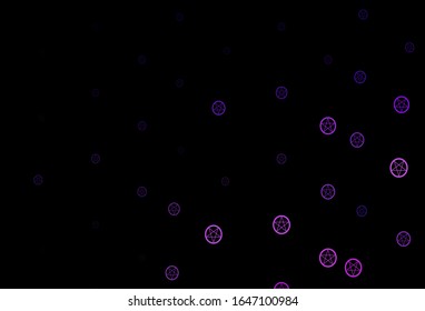 Dark Purple vector backdrop with mystery symbols. Colorful mystic symbols with a gradient in ancient style. Design for magic, spiritual events.