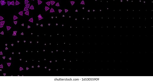 Dark Purple vector backdrop with mystery symbols. Illustration with magical signs of spiritual power. Best design halloween events.