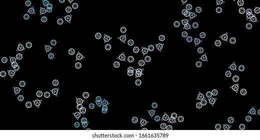 Dark Purple vector backdrop with mystery symbols. Illustration with magical signs of spiritual power. Background for esoteric, mystic designs.