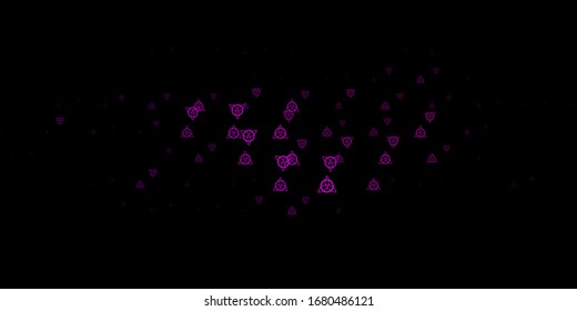 Dark Purple vector backdrop with mystery symbols. Abstract illustration with gothic gradient shapes. Simple base for your occult design.