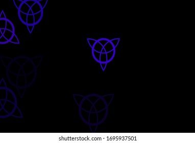 Fondo vector oscuro púrpura con símbolos misteriosos. Diseño retro en estilo abstracto con formas de brujería. Antecedentes para diseños esotéricos y místicos.