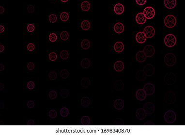 Dark Purple vector backdrop with mystery symbols. Colorful mystic symbols with a gradient in ancient style. Simple design for occult depiction.