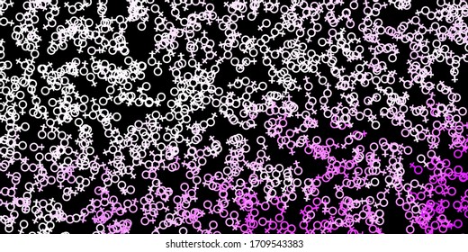Dark Purple vector backdrop with mystery symbols. Abstract illustration with gothic gradient shapes. Background for esoteric, mystic designs.