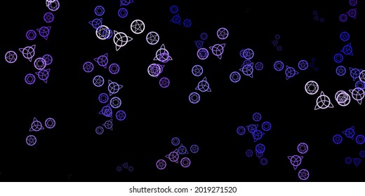 Dark Purple vector backdrop with mystery symbols. Abstract illustration with gothic gradient shapes. Simple design for occult depiction.