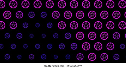 Dark Purple vector backdrop with mystery symbols. Colorful vintage illustration with gradient alchemy shapes. Best design halloween events.