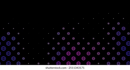 Fundo de vetor roxo escuro com símbolos de mistério. Ilustração abstrata com formas gradientes góticas. Design simples para representação oculta.