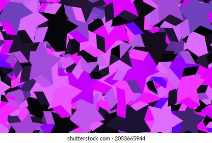 Dark Purple vector backdrop with small and big stars. Glitter abstract illustration with colored stars. Pattern for astrology websites.