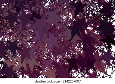 Dark Purple vector backdrop with small and big stars. Shining colored illustration with stars. Best design for your ad, poster, banner.