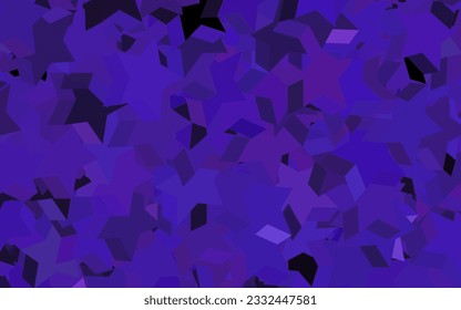Dark Purple vector backdrop with small and big stars. Stars on blurred abstract background with gradient. Pattern for futuristic ad, booklets.