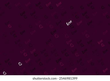 Dark Purple vector backdrop with sweet hearts. Beautiful celebration style hearts on abstract illustration. Pattern for carnival, festival romantic leaflets.