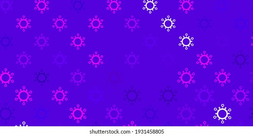 Dunkelvioletter Vektorhintergrund mit Virussymbolen. Abstrakte Illustration mit biologischen Farbverlauf-Formen. Bestes Design für Quarantäneereignisse.