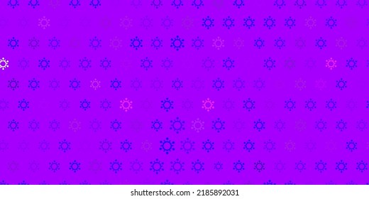 Dark purple vector backdrop with virus symbols. Simple design in abstract style with infection forms. Design for biohazard warning.
