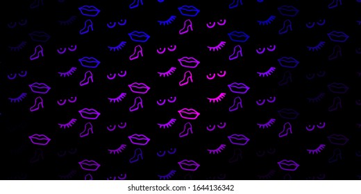 Dark Purple vector backdrop with woman's power symbols. Simple design in abstract style with women’s rights activism. Design for International Women’s Day.