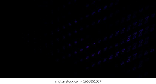 Dark Purple vector backdrop with woman's power symbols. Colorful feminism symbols with a gradient in modern style. Elegant design for wallpapers.