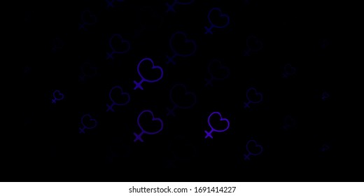 Dark Purple vector backdrop with woman's power symbols. Abstract illustration with a depiction of women's power. Design for International Women’s Day.