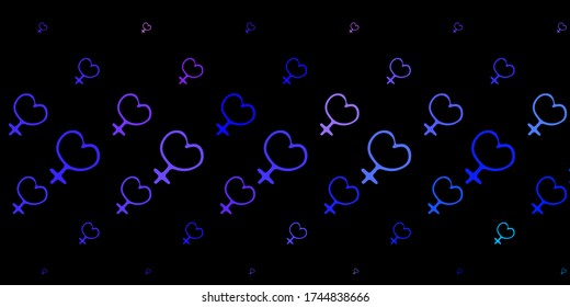 Dark Purple vector backdrop with woman's power symbols. Abstract illustration with a depiction of women's power. Background for International Women’s Day.
