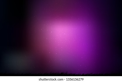 Dark Purple vector background with astronomical stars. Shining illustration with sky stars on abstract template. Pattern for futuristic ad, booklets.