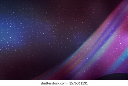 Dark Purple vector background with astronomical stars. Shining illustration with sky stars on abstract template. Pattern for futuristic ad, booklets.