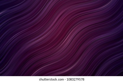 Dark Purple vector background with bent lines. Shining illustration, which consist of blurred lines, circles. A new texture for your  ad, booklets, leaflets.
