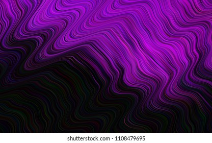 Dark Purple vector background with bent ribbons. Blurred geometric sample with gradient bubbles.  The elegant pattern for brand book.