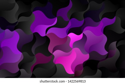 Dark Purple vector background with bent ribbons. Shining illustration, which consist of blurred lines, circles. Marble design for your web site.
