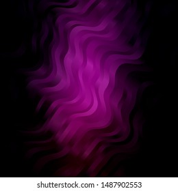 Dark Purple vector background with bent lines. Illustration in halftone style with gradient curves. Best design for your posters, banners.