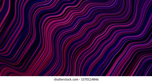 Dark Purple vector background with bent lines. Colorful illustration, which consists of curves. Pattern for commercials, ads.