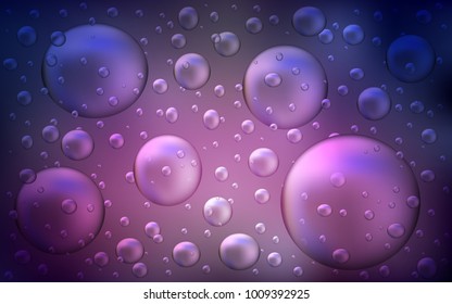 Dark Purple vector background with bubbles. Glitter abstract illustration with blurred drops of rain. Pattern can be used as texture of water, rain drops.