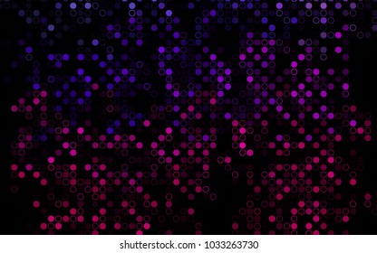 Dark Purple vector  background with bubbles. Illustration with set of shining colorful abstract circles. Pattern can be used as texture of water, rain drops.