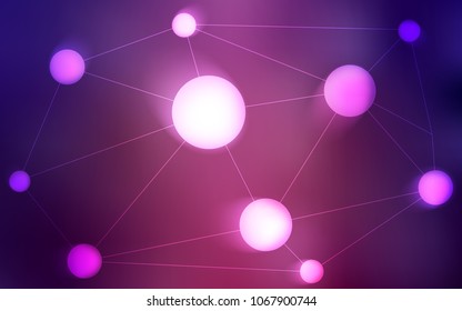 Dark Purple vector background with bubbles, lines. Illustration with set of colorful abstract circles and lines. Pattern can be used for futuristic ad, booklets.