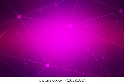Dark Purple vector background with bubbles, lines. Modern abstract colorful illustration with spheres and lines. Pattern can be used as texture of wallpapers.