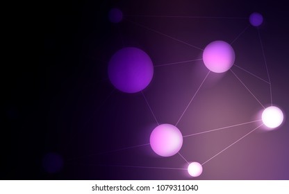 Dark Purple vector background with bubbles, lines. Colorful illustration with circles and lines in futuristic style. Pattern can be used for futuristic ad, booklets.