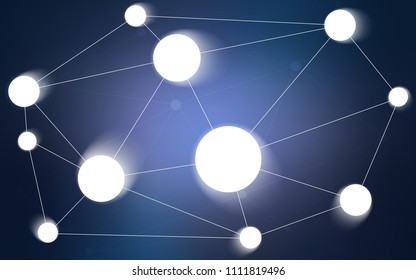 Dark Purple vector background with bubbles, lines. Glitter abstract illustration with connection of triangle structure. Pattern can be used as texture of wallpapers.