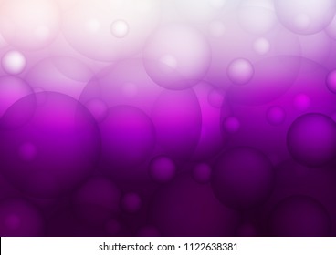 Dark Purple vector background with bubbles. Glitter abstract illustration with blurred drops of rain. Pattern can be used as texture of water, rain drops.
