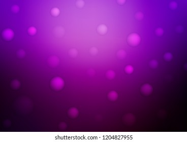 Dark Purple vector background with bubbles. Blurred bubbles on abstract background with colorful gradient. The pattern can be used for aqua ad, booklets.