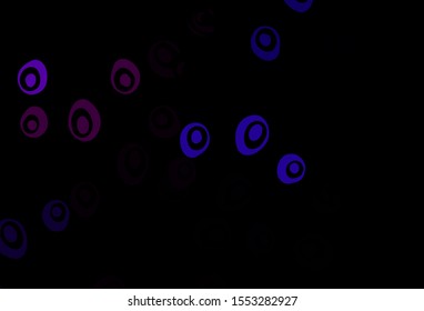 Dark Purple vector background with bubbles. Glitter abstract illustration with blurred drops of rain. Completely new template for your brand book.